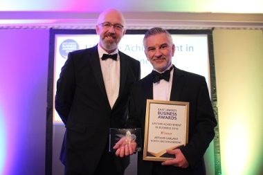 Alan Nesbitt collects the Lifetime Achievement in Business Award on behalf of Arthur Garlant of North East Lincs Engineering