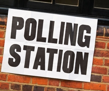 General photo of a polling station sign