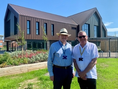 Cllr William Gray with Greg Bacon CEO of Acis Group at the Campus for Future Living Mablethorpe