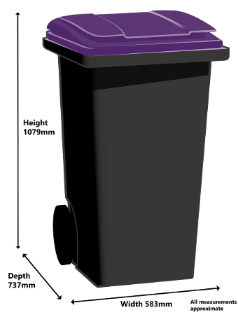 Purple-lidded paper and card bin 240 litre